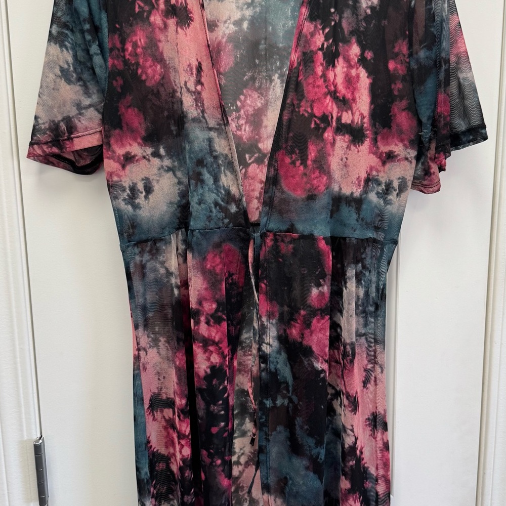 Warehouse One Tie-Dye Kimono with Tie Front